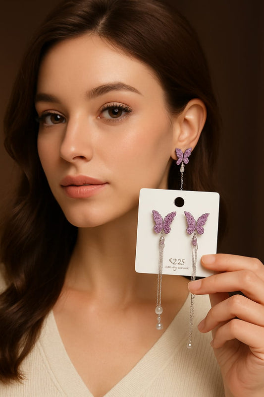 Korean purple butterfly Earring